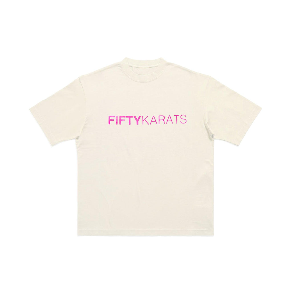 Sail Fifty Karats Make Money Not Friends T-Shirt Front with Fifty Karats logo in pink